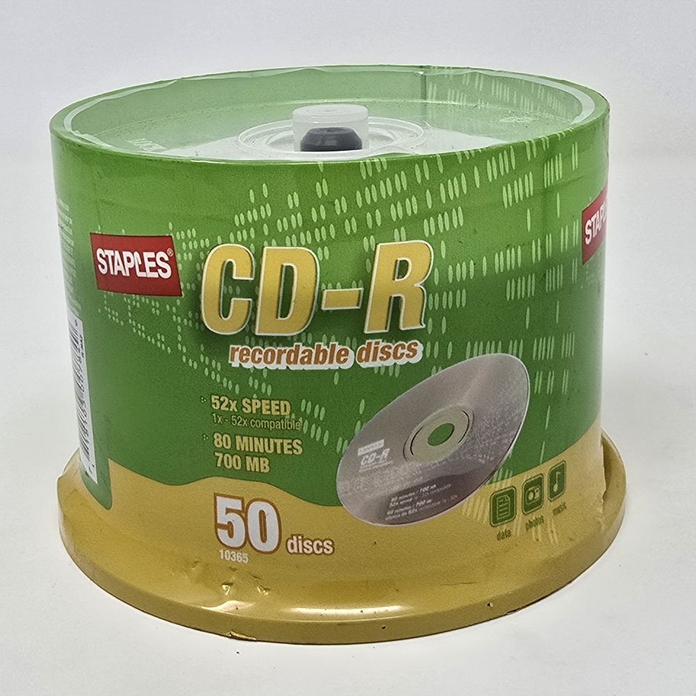 Staples CD-R Recordable Discs‎ - 50 Pack Spindle (New Sealed) Burn